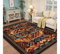 BYLEEHOMED Tapis colorés de Tribu Ethnique aztèque pour Salon Ferme Africaine géométrique antidérapante Tapis Vintage de Salle de Jeux pour Nurseries 60x90cm