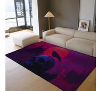 BYLEEHOMED Tapis Crâne 80x150cm Crâne d’Halloween Tapis de Porte de Bienvenue Rouge Pleine Lune Horreur Salon Cuisine Tapis pour Décor Intérieur Halloween