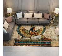 BYLEEHOMED Tapis d’Espace Abstrait Moderne 60x120cm Tapis de déesse ailée de l’Égypte Ancienne avec Un Support en Caoutchouc pour la décoration de la bibliothèque du Salon