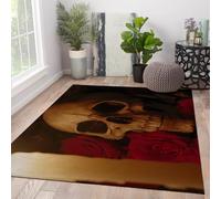 BYLEEHOMED Tapis de Cuisine d’Halloween 160x200cm Dark Academia Rose Skull Farmhouse Spooky Farmhouse Spooky Tapis de Sol antidérapant pour la décoration de Cuisine à la Maison