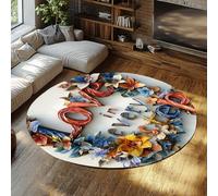 BYLEEHOMED Tapis de Fleurs Rondes Entrée Love in Every Step Impression de la Saint-Valentin à la Machine Tapis Circulaire Lavable pour Salon Bureau 90 cm