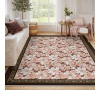 BYLEEHOMED Tapis de Fleurs Sauvages Roses décoration intérieure Gerbera vive Daisy Spring Farmhouse Tapis Discret Facile à Nettoyer pour l’entrée Salon 90x180cm