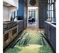 BYLEEHOMED Tapis de l’Espace Spring Path Arbres en Fleurs Blanches Prairie ensoleillée Prairie Tapis Doux antidérapants Résistants aux Taches pour Le Bureau 160x200cm