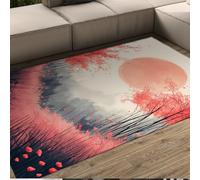 BYLEEHOMED Tapis de la Zone bohème Forêt Aquarelle Abstraite Nature Forêt Rose décors Tapis de Sol Doux Lavable pour Chambre d’Amis 60x90cm