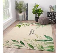 BYLEEHOMED Tapis de la Zone Spring Revival Aquarelle Fleurs Feuilles lavables antidérapantes Poils Bas Tapis légers et Doux pour la Chambre à Coucher 120x160cm