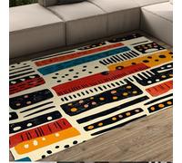 BYLEEHOMED Tapis de Sol Moelleux et exométrique Abstrait bohème Zone Moderne du Milieu du siècle Tapis de Sol élégant Ethnique antidérapant pour Salon et Chambre 60x120cm