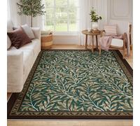 BYLEEHOMED Tapis de Sol Style William Morris Design rétro à Feuilles de Saule Tapis Doux antidérapants et Vintage Tapis et paillassons pour entrée Chambre et Salon Lavable en Machine 100x150cm