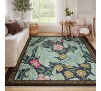 BYLEEHOMED Tapis de Style Ferme Tapis Vintage à Motifs botaniques Style William Morris Tapis de Sol Oriental à Fleurs pour Salon et Cuisine Ne perd Pas Ses Poils 140x200cm