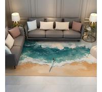 BYLEEHOMED Tapis de Surf tranquilles 80x150cm Vagues Douces Thème Sportif Vagues Bleues sans Chute Entretien Facile Idéal pour Les Zones très fréquentées