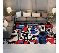 BYLEEHOMED Tapis de Surface faciale cubisme vibrants lavables en Machine Tapis surréaliste surréaliste Ultra-Fin pour dortoir Salon Studio Décoration antidérapante 100x150cm