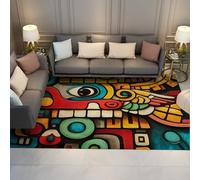 BYLEEHOMED Tapis de Surface Visage en Art Abstrait Tapis Moderne du Milieu du siècle Lavable à la Machine pour Salon Moquette tribale Funky antidérapante antidérapante pour dortoir 60x90cm