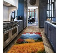 BYLEEHOMED Tapis de Terrain d’Automne Champ Paysager 100x150 cm Paysage de la vallée montagneuse Moquette Ultra-Fine à Poil Bas pour la Cuisine de la Chambre d’entrée