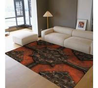BYLEEHOMED Tapis de Zone du Milieu du siècle Tapis bohèmes Rouges Rouille lavables pour Salon Motifs Vintage Floraux embossés en 3D pour Ferme 60x120cm