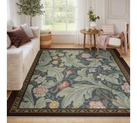 BYLEEHOMED Tapis du Milieu du siècle Tapis bohème Rustique Chic Art Floral Oriental Tapis de Sol antidérapant Doux Lavable pour Salon Table de Chevet Anti-dégagement 60x90cm