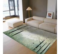 BYLEEHOMED Tapis Lavable de Fleurs Sauvages pour Salon 140x200cm - décors naturels Fleurs Oiseaux Tapis antidérapant Doux à Poil Bas pour l’Aire d’Habitation