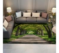 BYLEEHOMED Tapis Lavable de la Zone Forest Tree Enchanter Petit Tapis Circulaire antidérapant à Poil Bas pour sols clairs et décoration Neutre 100x150cm