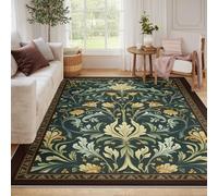 BYLEEHOMED Tapis lavables Floraux du Milieu du siècle pour Salon Art Baroque Classique Tapis légers et Doux pour Chambre antidérapants Verts 150x210cm