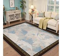 BYLEEHOMED Tapis pour Le Salon Aquarelle décoration intérieure Bleu Feuilles botaniques Tapis de Sol Doux et Lavable antidérapant pour la Chambre 140x200cm