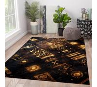 BYLEEHOMED Tapis rétro Abstrait de Zone Couleur foncée Design Artistique géométrique Accent Luxe Moquette Douce Douce à Poil Bas pour parquets en Bois Franc 160x200cm