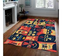 BYLEEHOMED Tapis rétro Graffiti Pop Art Tapis Machine à Totem Ethnique Vibrant carpette Lavable Moquette antidérapante colorée à Poil Bas pour Le Studio du dortoir 100x150cm