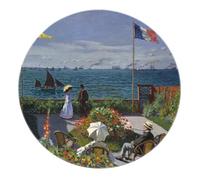 BYLEEHOMED Tapis Rond de Jardin 90 cm Monet-Style Scène balnéaire française Artistique Antidérapant Doux Lavable en Machine Cercle Tapis pour Coin Lecture Chevet