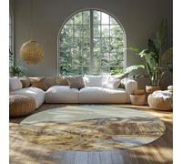 BYLEEHOMED Tapis Rond Doux Hiver à Giverny par Monet-Style Poils Ras Antidérapant Doux Lavable Nature Paysage Salon Cercle Tapis 210 cm