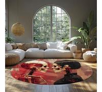 BYLEEHOMED Tapis Rond en Couple Squelette Lavable Dark Romantic Lovers Tapis de Sol intérieur rétro Doux et résistant aux Taches pour Chambre 210 cm
