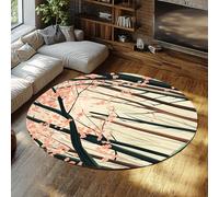 BYLEEHOMED Tapis Rond Fleuri Rose Lavable Forêt de Printemps antidérapant Tapis Ultra-Fin pour Bureau sous la Table Petit canapé 180 cm