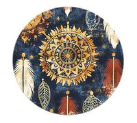 BYLEEHOMED Tapis Rond Floral bohème Salon à Fleurs aztèques du Milieu du siècle du sud-Ouest Tapis circulaires décor rétro antidérapante et esthétique carpette 60 cm