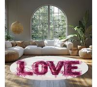 BYLEEHOMED Tapis Rond Romantique Rose Love Lavable pour la Saint-Valentin Tapis Circulaire à Poil Bas pour Un Mariage décoration de la galerie de la Salle de Famille 90 cm