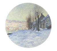 BYLEEHOMED Tapis Rond Ultra-Mince à Poils Ras Lavacourt sous la Neige Salon panoramique Rustique Tapis Rond Confortable et antidérapant résistant aux Taches 150 cm