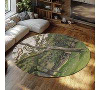BYLEEHOMED Tapis Ronds à Poils Ras pour Le Salon Un verger par Claude Monet Oeuvre d’Art Cercle Tapis Moderne Doux antidérapant Lavable décor de Chevet 150 cm