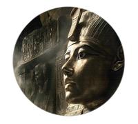 BYLEEHOMED Tapis Ronds antidérapants décor intérieure Tapis de Sol Pharaon égyptien Vintage pour Salon Chambre carpette rustiques hiéroglyphiques usés 120 cm