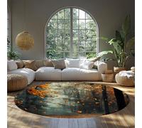 BYLEEHOMED Tapis Ronds Fall Forest pour Salon Chambre Feuilles tombées romantiques Tapis Circulaire antidérapant pour la Salle de Classe 60 cm