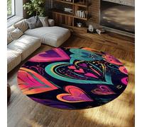 BYLEEHOMED Tapis Vibrant Heart Area Dark Academia Saint-Valentin Bohème Chic Vieilli sans Perte de Poils et Soins faciles Idéal pour Les Zones très fréquentées 90 cm