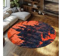 BYLEEHOMED Vintage Halloween Lavable Rond Tapis Dark Academia Lava Château Non Glissant Petit Cercle Intérieur Tapis ou Entrée Cuisine Chambre 150x150cm