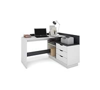byLIVING Belfast 02 Bureau d'angle, Bois aggloméré, Blanc, B 129, H 83,5, T 105 cm