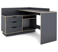 byLIVING Belfast 01 Bureau d'angle en Bois aggloméré Gris 129 x 83,5 x 105 cm