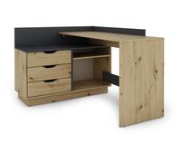 Homexperts Baltasar Bureau, Chêne Anthracite, 129 x 83,5 x 105cm (BxHxT)