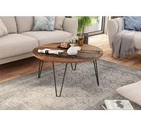 byLIVING Flair Table Basse en mélamine, métal, Bois d'ingénierie, Noir/Marron, D 80, H 40