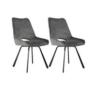 byLIVING Lot de 2 chaises de Salle à Manger Bonny/Velours Gris/matelassées dans Le Dossier/Armature en métal noir/52 x 93 x 64,5 cm (Gris)