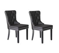 byLIVING Lot de 2 chaises de Salle à Manger Domino en Cuir synthétique Marron foncé/Structure en Bois Massif Noir/l 48,5 x H 93 x P 61 cm