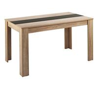 byLIVING NORI Table de salle à manger 120 cm/table de salle à manger/table en bois Sonoma aspect chêne marron clair/plateau réversible au centre, noir ou blanc, 120 x 80 x 75 cm (L x l x H)