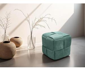 byLIVING Pouf Urban/Velours côtelé Vert foncé/Coussin de Sol/Tabouret/l 40 x H 40 x P 40 cm