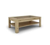 byLIVING Ralph Basse Moderne avec Insert en Verre et Grand tiroir/Table d'appoint avec Beaucoup d'espace de Rangement, Bois d'ingénierie, Chêne Artisan, B 110, H 43, T 67 cm