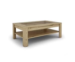 byLIVING Ralph Basse Moderne avec Insert en Verre et Grand tiroir/Table d'appoint avec Beaucoup d'espace de Rangement, Bois d'ingénierie, Chêne Artisan, B 110, H 43, T 67 cm