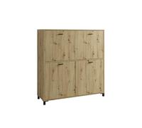 byLIVING Secrétaire Montana/Secrétaire Artisan Chêne/Armoire de Bureau avec 1 battant et 2 Portes/Poignées Noires/L 120 x H 127 x P 40 cm
