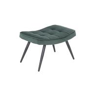 byLIVING Uta Tabouret en Velours Noir revêtu par pulvérisation avec Repose-Pieds en métal Vert foncé 60 x 39 x 41 cm