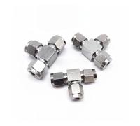 BYLSAGWHT 1PC 304 Stainless Steel Double Ferrule Equalt Tee 6mm 8mm 10mm 12mm Tube Hex 3-Way Fitting Hex T Type Joint(6mm OD Tube) Brass Hose