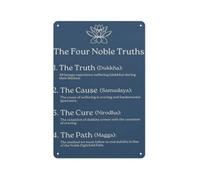 BYLSAGWHT Buddha Teaching Tin Sign Four Noble Truths Wall-Art 8x12 Inch | Reflective home decor for sanctuary office and quiet lounge